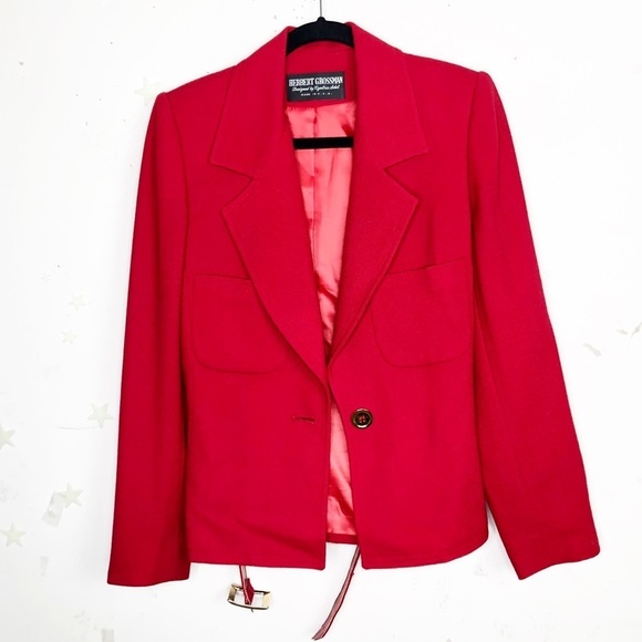HERBERT Grossman red tailored wool belted jacket - Picture 1 of 11
